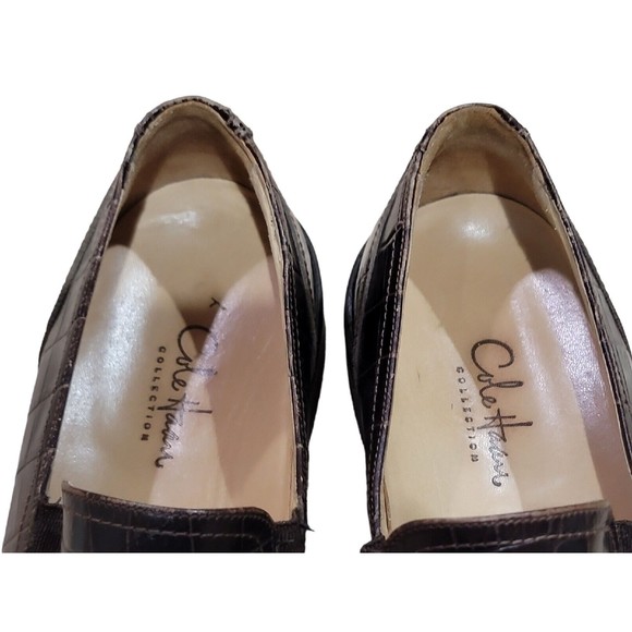 Cole Haan Collection Men's Brown Leather Croc Design Slip On Loafers Size 9 M - Picture 9 of 12